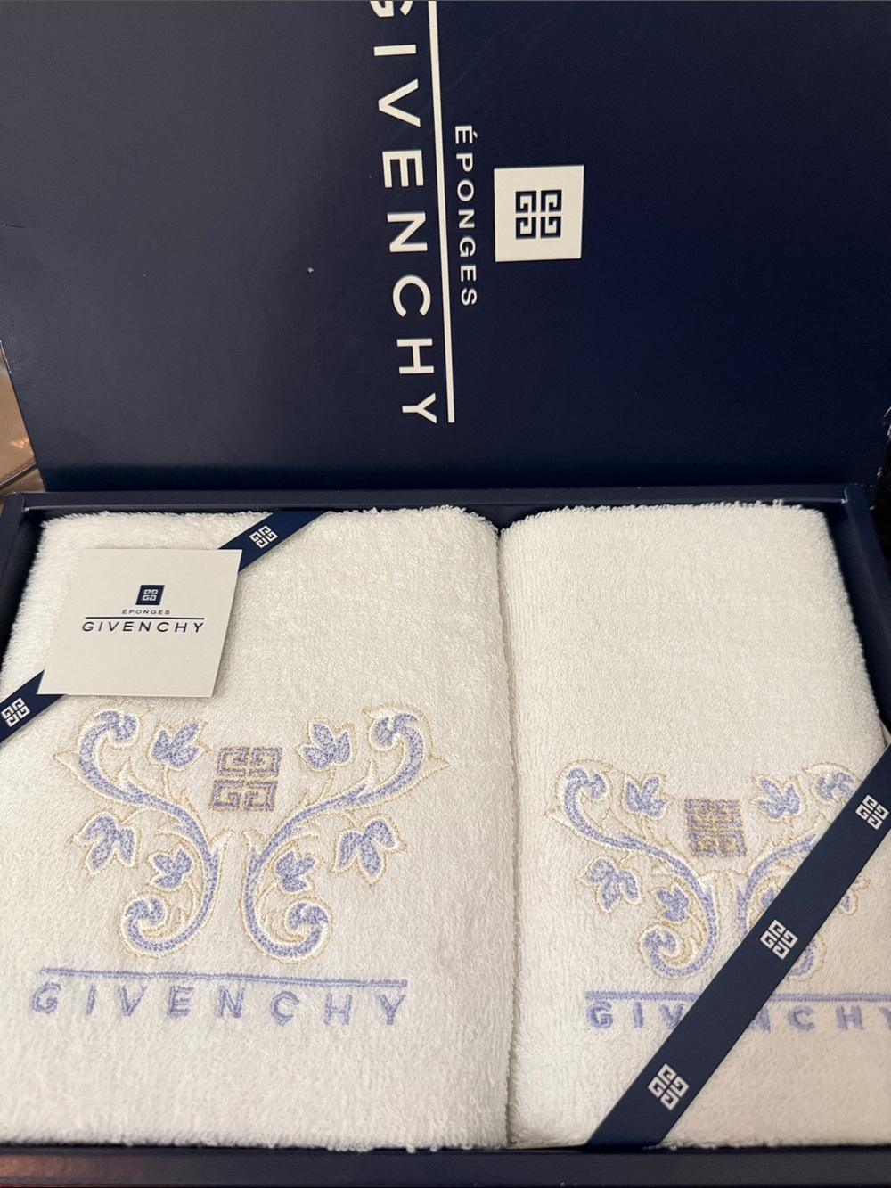 Givenchy White Embroidered Luxury Face and Hand Towel Set
